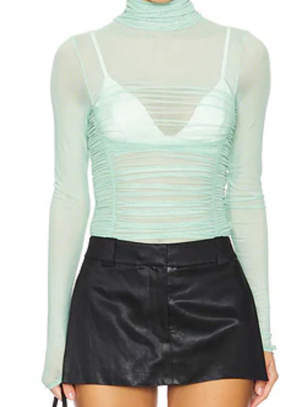 FREE PEOPLE Intimately aunder It All Turtle Neck Mesh Long Sleeve Bodysuit